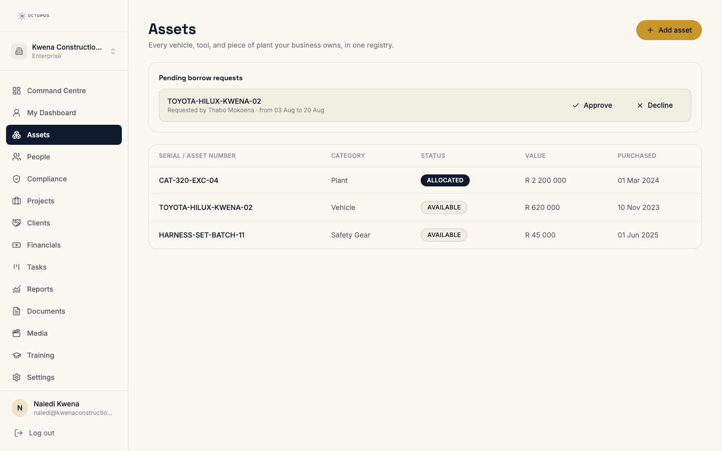 Assets in Octopus